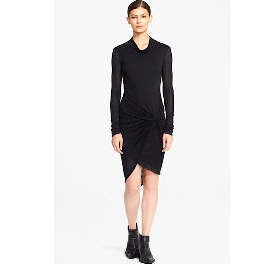 Helmut Lang Black Ruched Dress